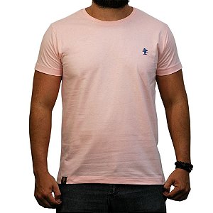 Camiseta Sacudido's - Básica - Rosa / Azul Marinho