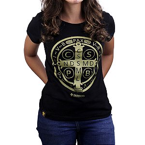 Camiseta Sacudido's Feminina - São Bento - Preto