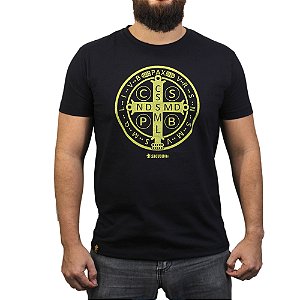 Camiseta Sacudido's - Medalha de São Bento - Preto