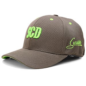 Boné Fechado Sacudido's - SCD - 6 gomos - Cinza / Verde Neon