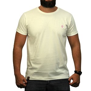 Camiseta Sacudido's - Básica - Off White e Rosa
