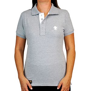 Camiseta Polo Feminina Sacudido's Elastano - Cinza Lisa