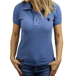 Camiseta Polo Feminina Sacudido's Elastano - Azul