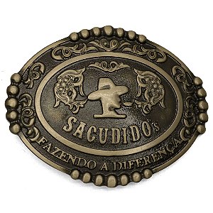 Fivela Cinto Sacudido´s - Logo - Ouro Velho