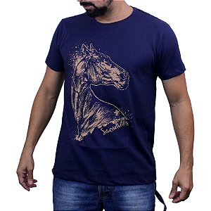 Camiseta Sacudido's - Cavalo Desenhado - Marinho