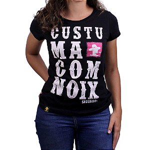 Camiseta Sacudido's Feminina -Custuma com Noix-Pta