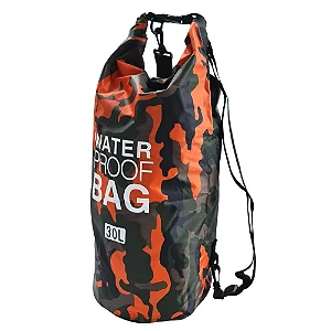 Saco Estanque Bolsa A Prova Dágua 30 Litros Camuflado LARANJA