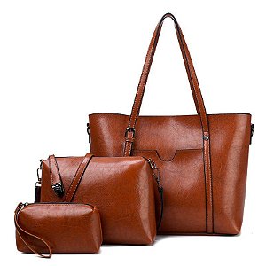 Conjunto de Bolsas Brown Leather Jclock