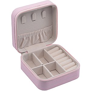 Porta Joias Portatil Bolsa Viagem Pequeno Organizador Couro