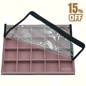 Bandeja Grande 20 Quadriculados para Joias 37 x 27 x 3 cm - Veludo Com Capa