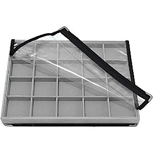Bandeja Grande 20 Quadriculados para Joias 37 x 27 x 3 cm - Veludo Com Capa