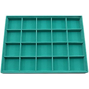 Bandeja Grande 20 Quadriculados para Jóias 37 x 27 x 3 cm - Veludo Sem Capa