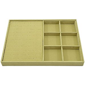 Bandeja Grande Mista Anéis + 6 Quadriculados 37 x 27 x 3 cm - Veludo sem capa