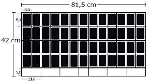 Bandeja sob medida para 52 Relógios + 6 nichos multiuso 81,5 x 42 x 5 cm velud Preto