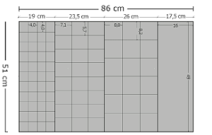 1 Bandejas sob medida quadriculada 86 x 51 x 3,5 cm - Veludo Cinza