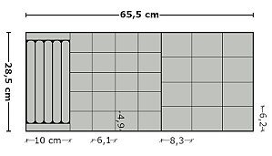3 Bandejas sob medida 65,5 x 28,5 x 3 cm em veludo cinza
