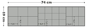 1 Bandeja sob medida 74 x 19 x 3 cm em veludo Cinza