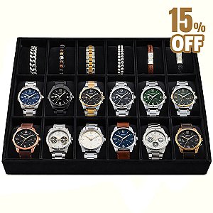 Bandeja Para 18 Relógios Porta Relógio Com 18 Almofadas