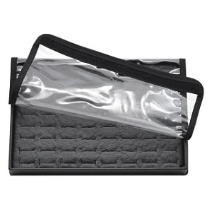 Bandeja Media Para Anéis e alianças 30 x 20 x 3 cm Corino Preto com Capa