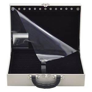 Maleta de Joias Dupla Grande 35 x 23,5 x 9,5 cm - Corino OFF WHITE com Preto