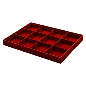 Bandeja Media 12 Quadriculados Para Joias 30 x 20 x 3 cm - Brincos - Veludo sem capa