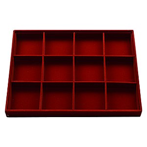 Bandeja Grande 12 Quadriculados para Jóias 37 x 27 x 3 cm - Veludo Sem Capa