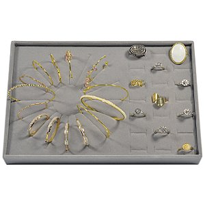Bandeja Média para Anéis Pulseira Brinco Argola 30 x 20 x 3 cm Veludo sem Capa