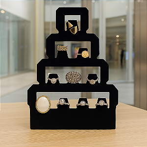 Expositor Caravela Pequeno para 10 Anéis 16 x 21,5 cm - C1 - Veludo