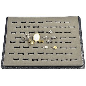 Expositor Bandeja 56 Anéis Veludo Cinza 30×22 cm - C6