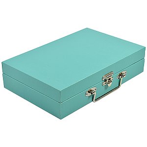 Maleta para joias Simples Media 27 x 17,5 x 6 cm com dobradiça Corino Tiffany com Preto