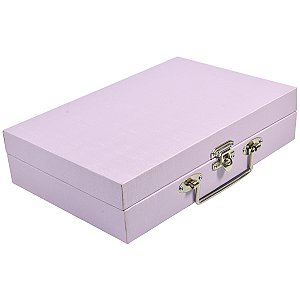 Maleta para joias Simples Media 27 x 17,5 x 6 cm com dobradiça Corino Lilás com Nude