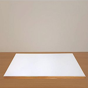 Base Retangular 43 x 28 cm para Vitrine Off-White com friso Dourado