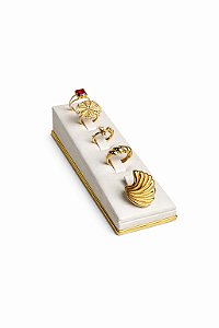 Expositor para 5 Anéis - Off White com Dourado
