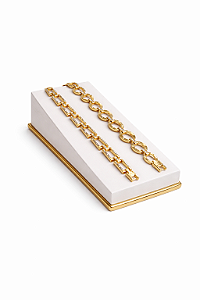 Expositor Rampa para Pulseira - Off White com Dourado