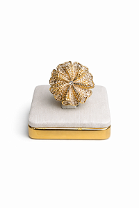 Expositor de Anel/Aliança Unitário - Off White com Dourado