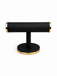 Expositor Redondo para Bracelete 21 x 5 cm - Courvin Premium - Preto com Friso Dourado