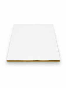 Base Quadrada 28 x 28 cm para Vitrine Off-White com friso Dourado