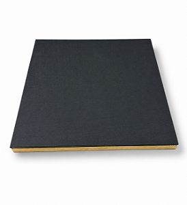 Base Quadrada 28 x 28 cm para Vitrine - Preto com friso Dourado