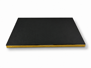 Base Retangular 43 x 28 cm para Vitrine- Preto com friso Dourado
