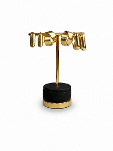 Expositor T3 M para trio de brincos 10 X 8 - Preto com Friso Dourado