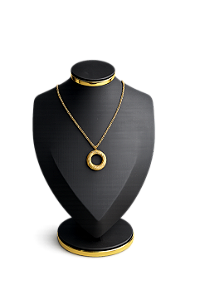 Expositor Médio Busto para Corrente 22 x 32 cm - Courvin Premium - Preto com Friso Dourado