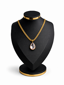 Expositor Pequeno Busto para Corrente 22 x 17 cm - Courvin Premium - Preto com Friso Dourado