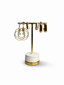 Expositor T3 M para trio de brincos 10 X 8 - Off White com Friso Dourado