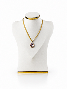 Expositor Médio Busto para Corrente Eloyse 23 x 30 cm - Courvin Premium - Off-White com Friso Dourado
