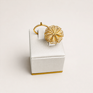 Expositor de Alianças 5x5 - Corvin Premium - Off White com Friso Dourado