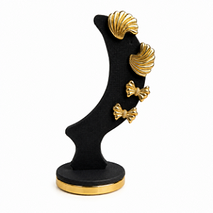 Expositor Meia Lua para Brinco 6 x 15 cm - Courvin Premium - Preto com Friso Dourado