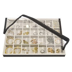 Bandeja Grande 28 Quadriculados para Joias 37 x 27 x 3 cm - Veludo Com Capa
