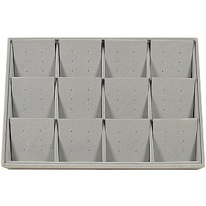 Bandeja Média para 36 pares Brincos Trio 12 Espaços com Cartelas 30 x 20 x 3 cm - Veludo