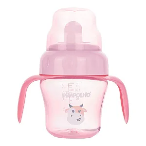 COPO DE TREINAMENTO COM ALCA E BICO FLEXIVEL 150ML VAQUINHA FEM PIMPOLHO PINK