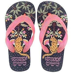 74442 CHINELO KIDS AZUL/ONCA FEM PIMPOLHO